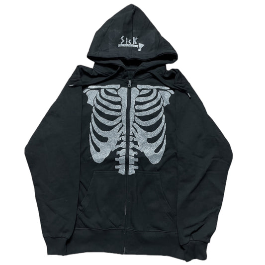 Skeleton zip hoodie black/silver