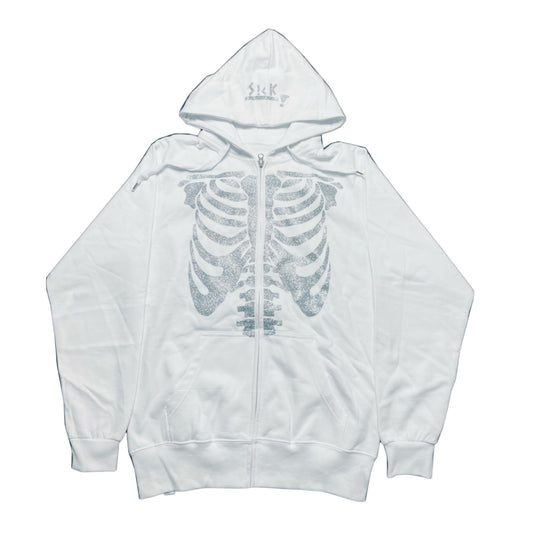 Skeleton zip hoodie white/silver