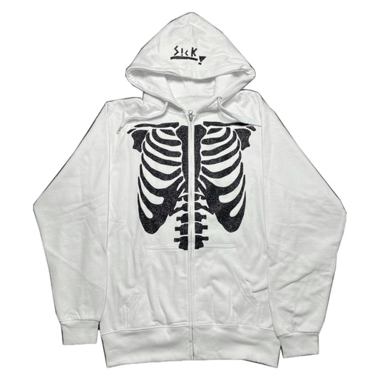 Skeleton zip hoodie white/black