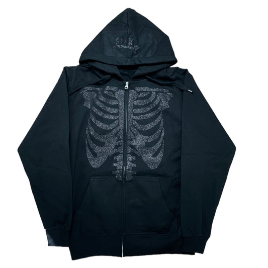 Skeleton zip hoodie full black